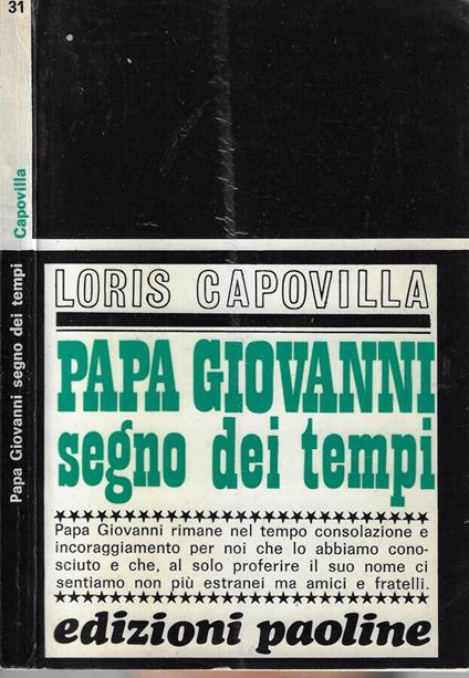 Papa Giovanni segno dei tempi - Loris Capovilla - copertina