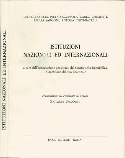 Istituzioni Nazionali ed Internazionali - copertina