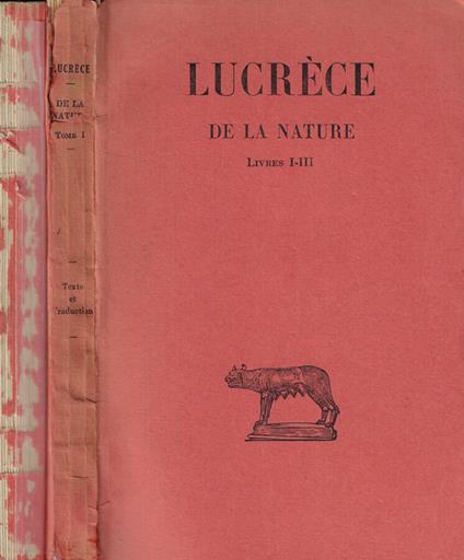 De la nature Tomo I-II - Lucrèce - copertina