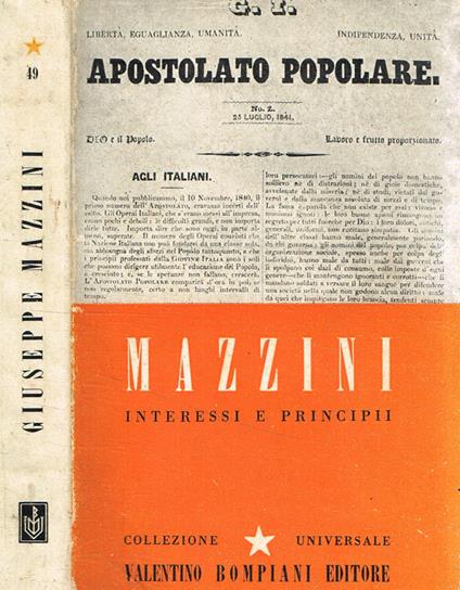 Interessi e principii - Giuseppe Mazzini - copertina