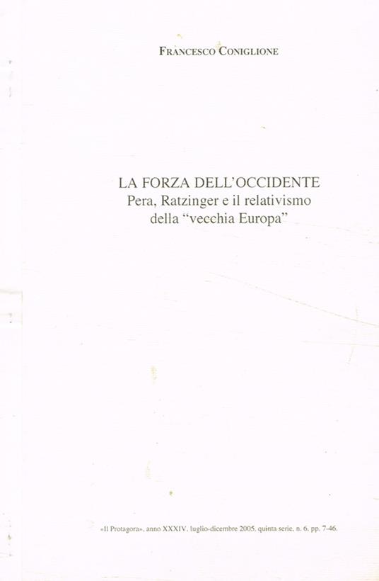 La forza dell'occidente - Francesco Coniglione - copertina