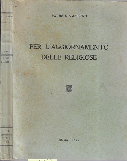 Per l'aggiornamento delle religiose - copertina