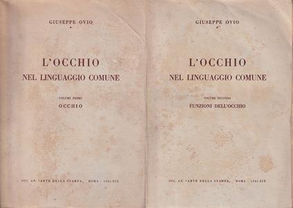 L' occhio nel linguaggio comune (Vol. I e II) - Giuseppe Iovino - copertina