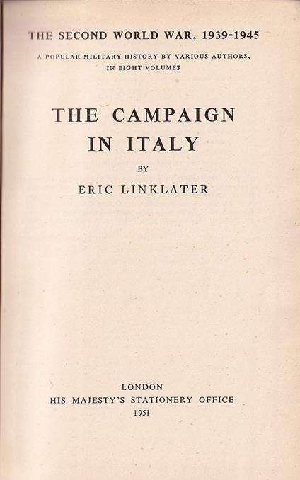 The Campaign In Italy - Eric Linklater - copertina