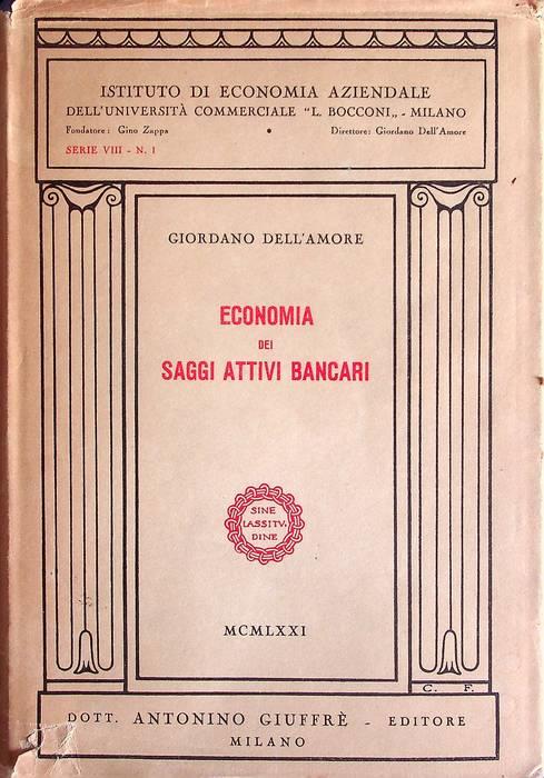 Economia dei saggi attivi bancari - Giordano Dell'Amore - copertina