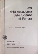 Atti della Accademia delle scienze di Ferrara: volumi 47° e 48°: anni accademici 147-148 (1969-1970 e 1970-1971)