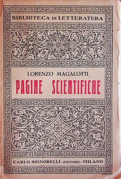 Pagine scientifiche - Lorenzo Magalotti - copertina