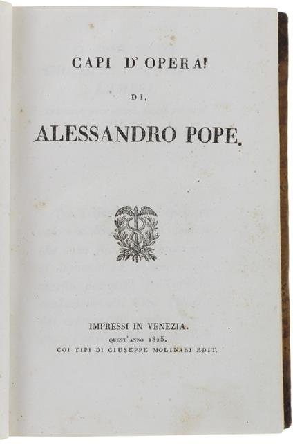 CAPI D'OPERA - Alexander Pope - copertina