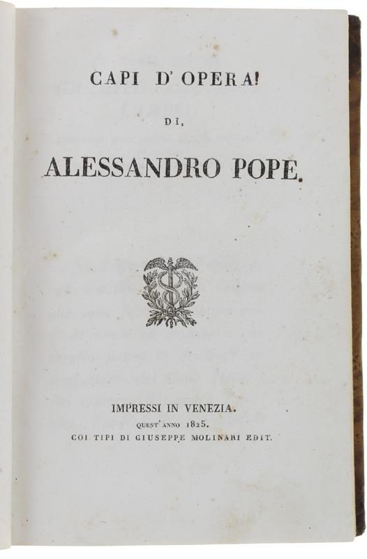 CAPI D'OPERA - Alexander Pope - copertina