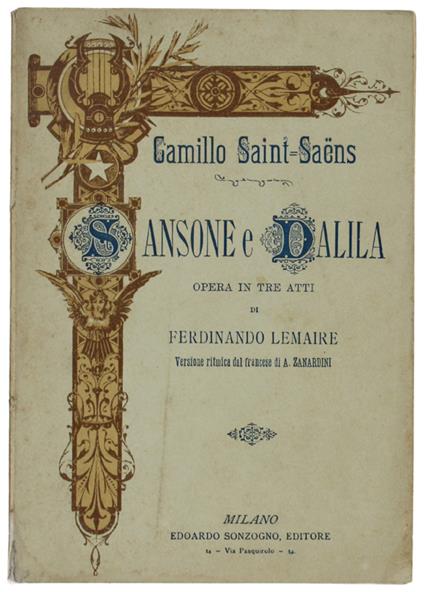 SANSONE E DALILA. Opera in tre atti - copertina