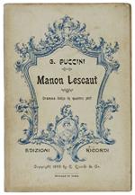 MANON LESCAUT. Dramma lirico in quattro atti