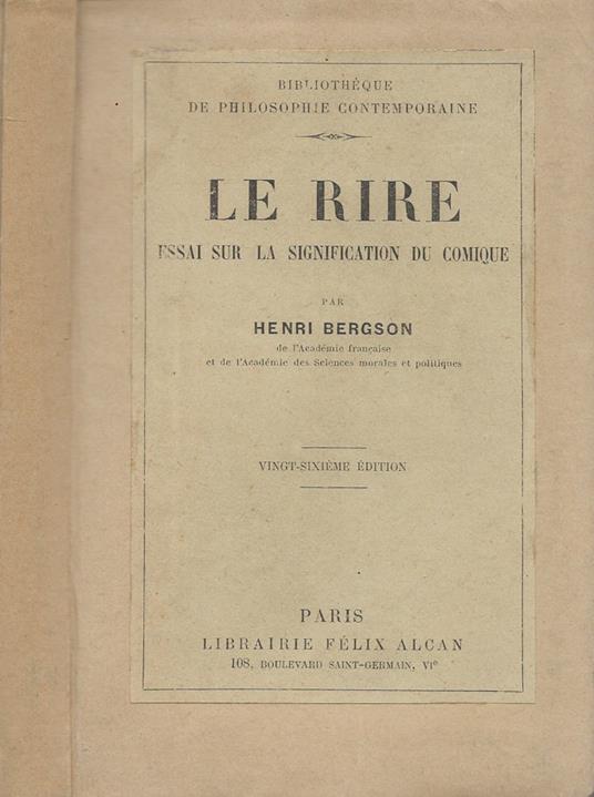 Le Rire - Henri Bergson - copertina