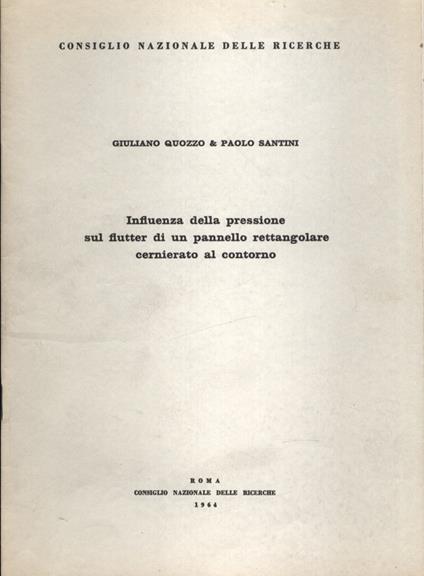 Influenza della pressione sul flutter di un pannello rettangolare cernierato al contorno - copertina