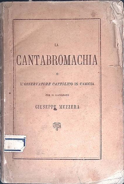 La Cantabromachia. O l'Osservatore Cattolico in camicia - Per il sacerdote - copertina