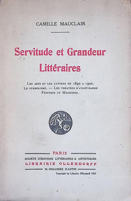 Servitude et Grandeur Littéraires - Camille Mauclair - copertina