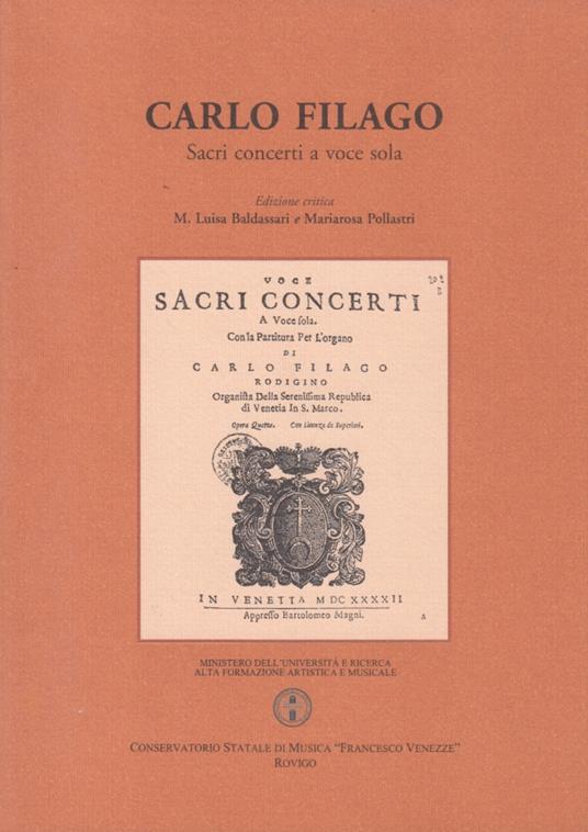 Carlo Filago, Sacri Concerti. Edizione critica a cura di M. Luisa Baldassi e Mariarosa Pollastri - Anonimo - copertina