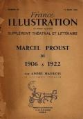 FRANCE ILLUSTRATION, le monde illustré, supplément théatral et littéraire. MARCEL PROUST de 1906 à 1922, - André Maurois - copertina