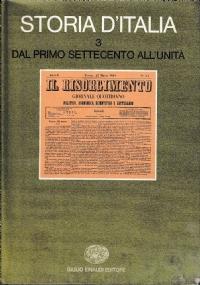 STORIA D’ITALIA. 3. dal primo settecento all’unità - copertina