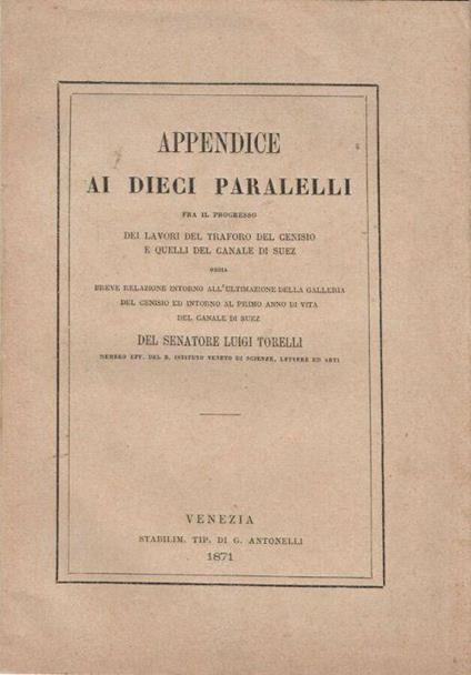 Appendice ai dieci paralleli - Luigi Torelli - copertina