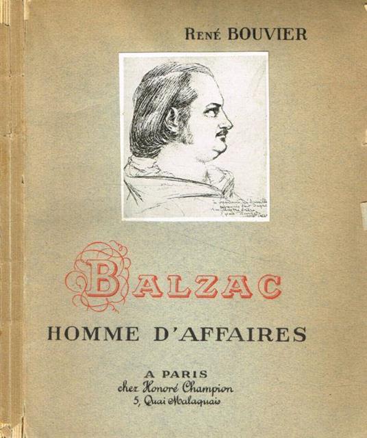 Balzac homme d'affaires - René Bouvier - copertina