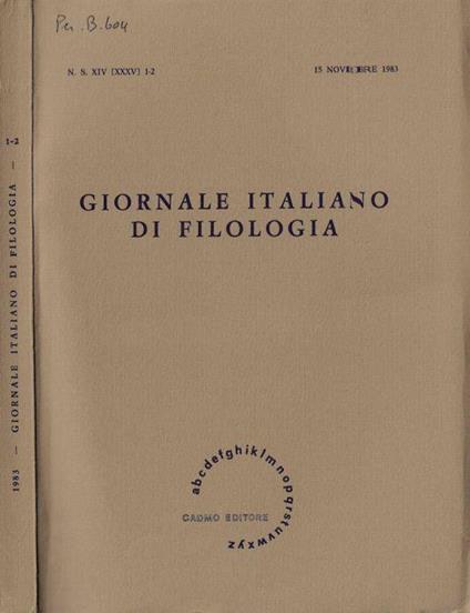 Giornale italiano di filologia anno 1983 N. 1-2 - Nino Scivoletto - copertina