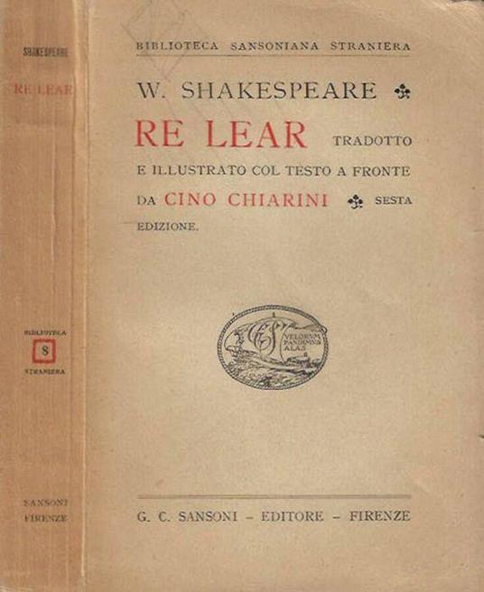 Re Lear - William Shakespeare - copertina