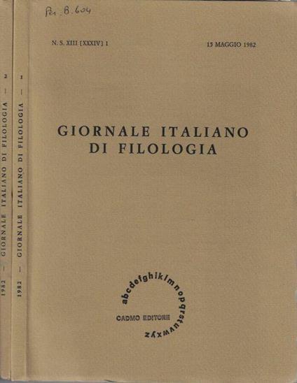 Giornale italiano di filologia anno 1982 N. 1, 2 - Nino Scivoletto - copertina