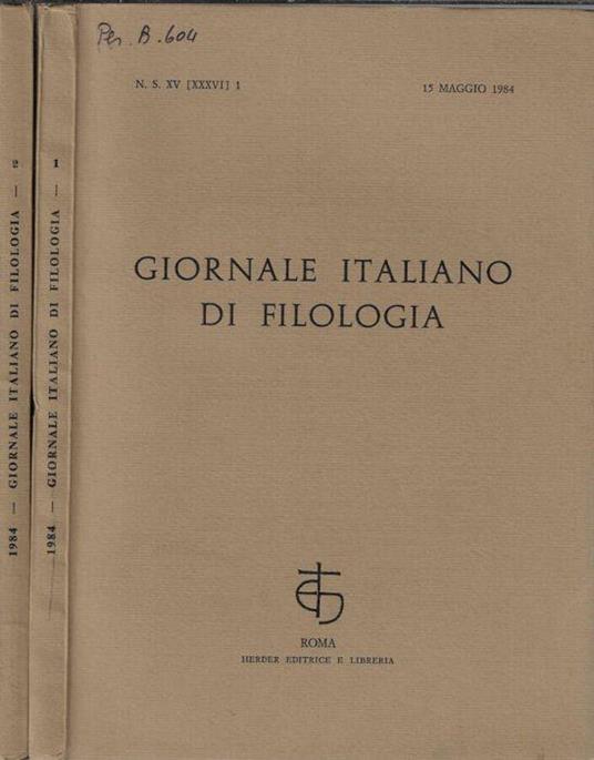 Giornale italiano di filologia anno 1984 N. 1, 2 - Nino Scivoletto - copertina