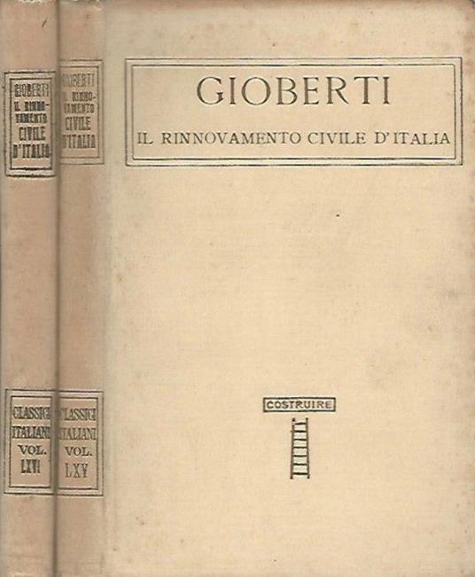 Il rinnovamento civile d'Italia, vol. I, vol. II - Vincenzo Gioberti - copertina