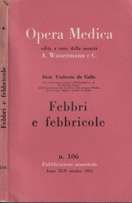 Febbri e febbricole - Umberto De Colle - copertina