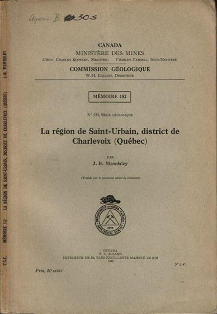 La région de Saint-Urbain, district de Charlevoix (Québec) - copertina