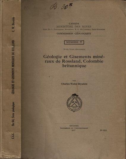 Géologie et Gisements minéraux de Rossland, Colombie britannique - copertina