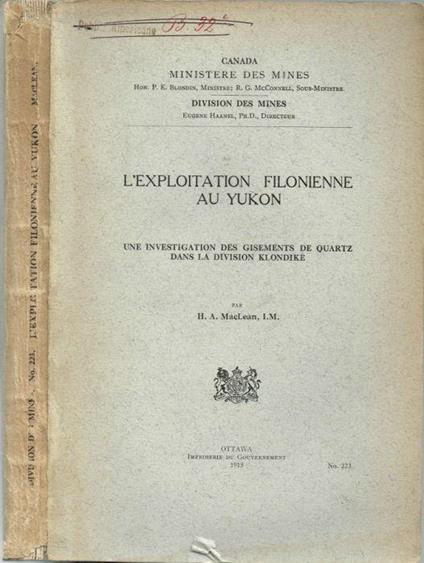 L' exploitation filonienne au Yukon - copertina