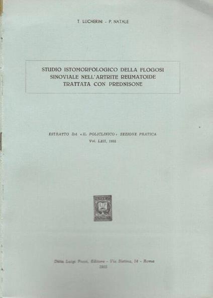 Studio istomorfologico della flogosi sinoviale nell'artrite reumatoide trattata con Prednisone - copertina