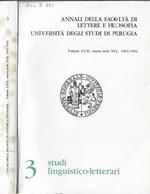 Annali della facoltà di lettere e filosofia Università degli studi di Perugia Volume XXXI, nuova serie XVII, 1993/1994
