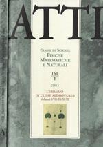 Atti tomo CLXI classe di scienze fisiche, matematiche e naturali fascicolo I CLXV anno accademico 2002-2003