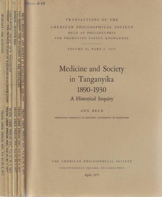 Transactions of the American Philosophical Society held at Philadelphia for promoting useful knowledge volume 67, part 3, 4, 5, 6, 7, 8 1977 - copertina