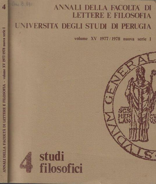 Annali della facoltà di lettere e filosofia Università degli studi di Perugia Volume XV 1977/1978 nuova serie I - Antonio Pieretti - copertina