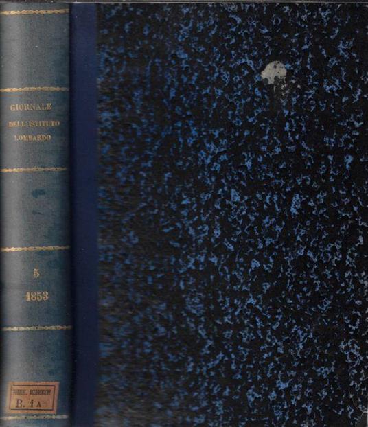 Giornale dell'I. R. Istituto Lombardo di scienze, lettere ed arti e biblioteca italiana tomo V 1853 - copertina