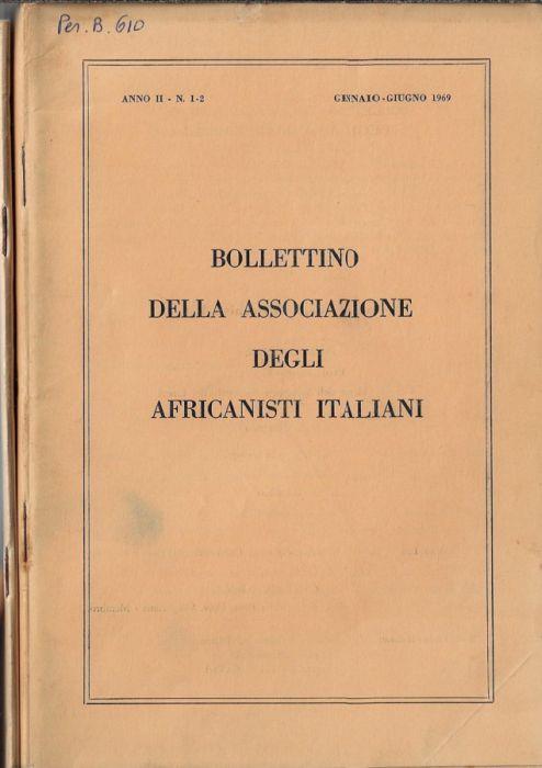 Bollettino della Associazione degli Africanisti Italiani anno II N. 1-2, 3-4 (annata completa) - copertina