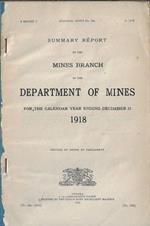 Summary report of the mines branch of the Department of Mines for the calendar year ending december 31 1918