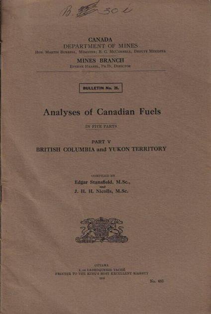 Analyses of Canadian Fuels part V - copertina