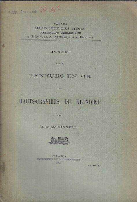 Rapport sur les teneurs en or des hauts-graviers du klondike - copertina