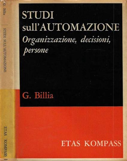 Studi sull'Automazione - Giovanni Battista Billia - copertina