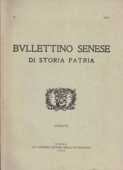 Bullettino senese di Storia Patria - sez. IC 1992 - copertina