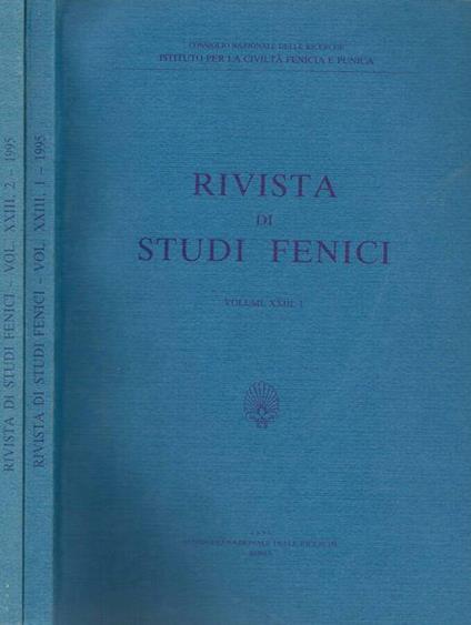 Rivista di studi Fenici Vol.XXII n.2 1995 - copertina