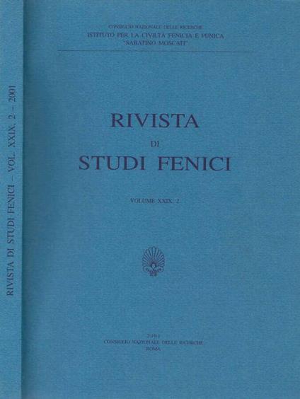 Rivista di studi Fenici Vol.XXIX n.2 2001 - copertina