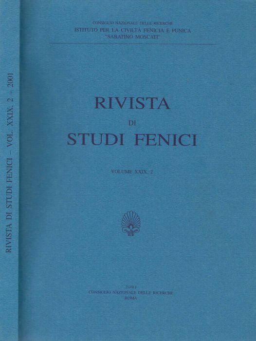 Rivista di studi Fenici Vol.XXIX n.2 2001 - copertina