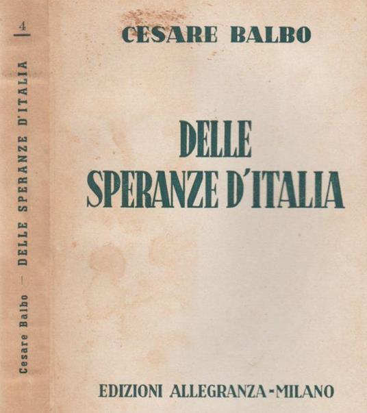 Delle speranze d'Italia - Cesare Balbo - copertina