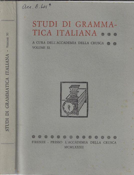 Studi di grammatica italiana Volume XI 1982 - copertina